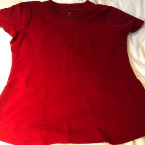 Healing Hands red scrub top